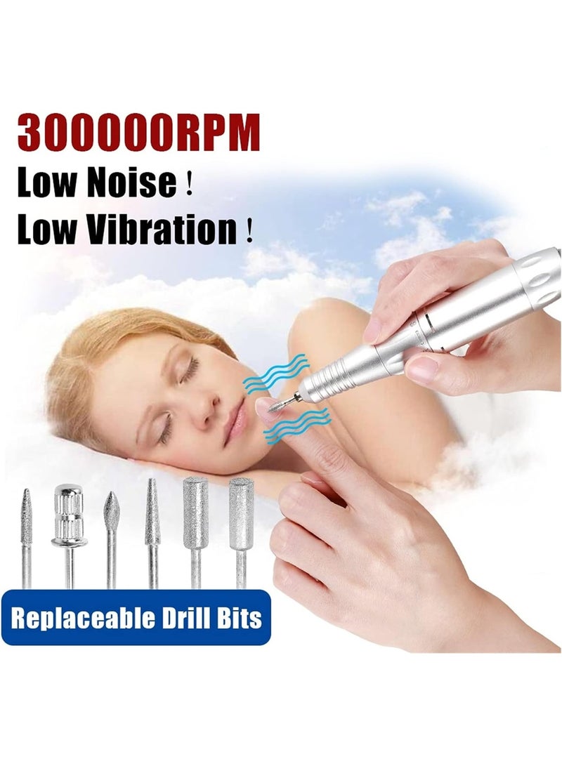 Professional Electric Nail Drill Machine 30,000 RPM, High-Speed Portable E-File Kit for Acrylic Gel Nails, Manicure Pedicure Set with Foot Pedal and 6 Metal Drill Bits for Home and Salon Use - Image 3